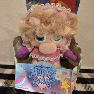Vintage Muppet Babies Baby Miss Piggy Plush - Pink with Blonde Hair